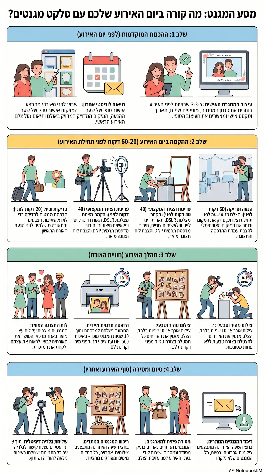 אינפוגרפיקה: כל מה שקורה ביום האירוע עם צלם מגנטים